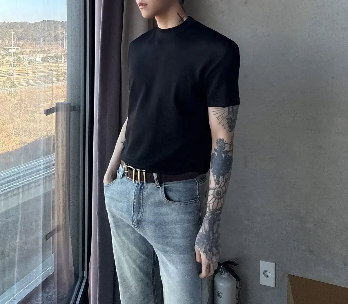 モックネックTシャツ S205
