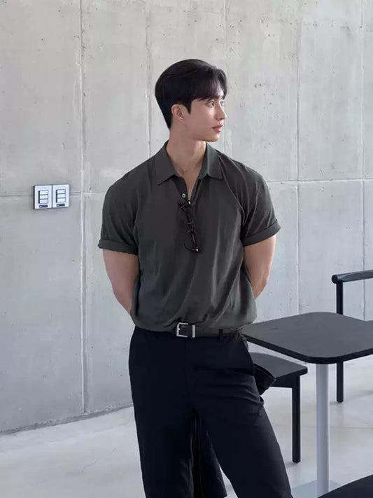 Casual Polo Henley Shirt