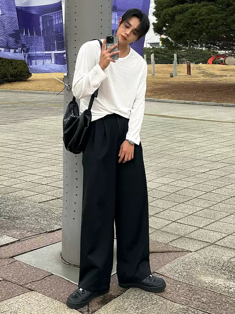 シンプル ラウンドネックロングTシャツ S901