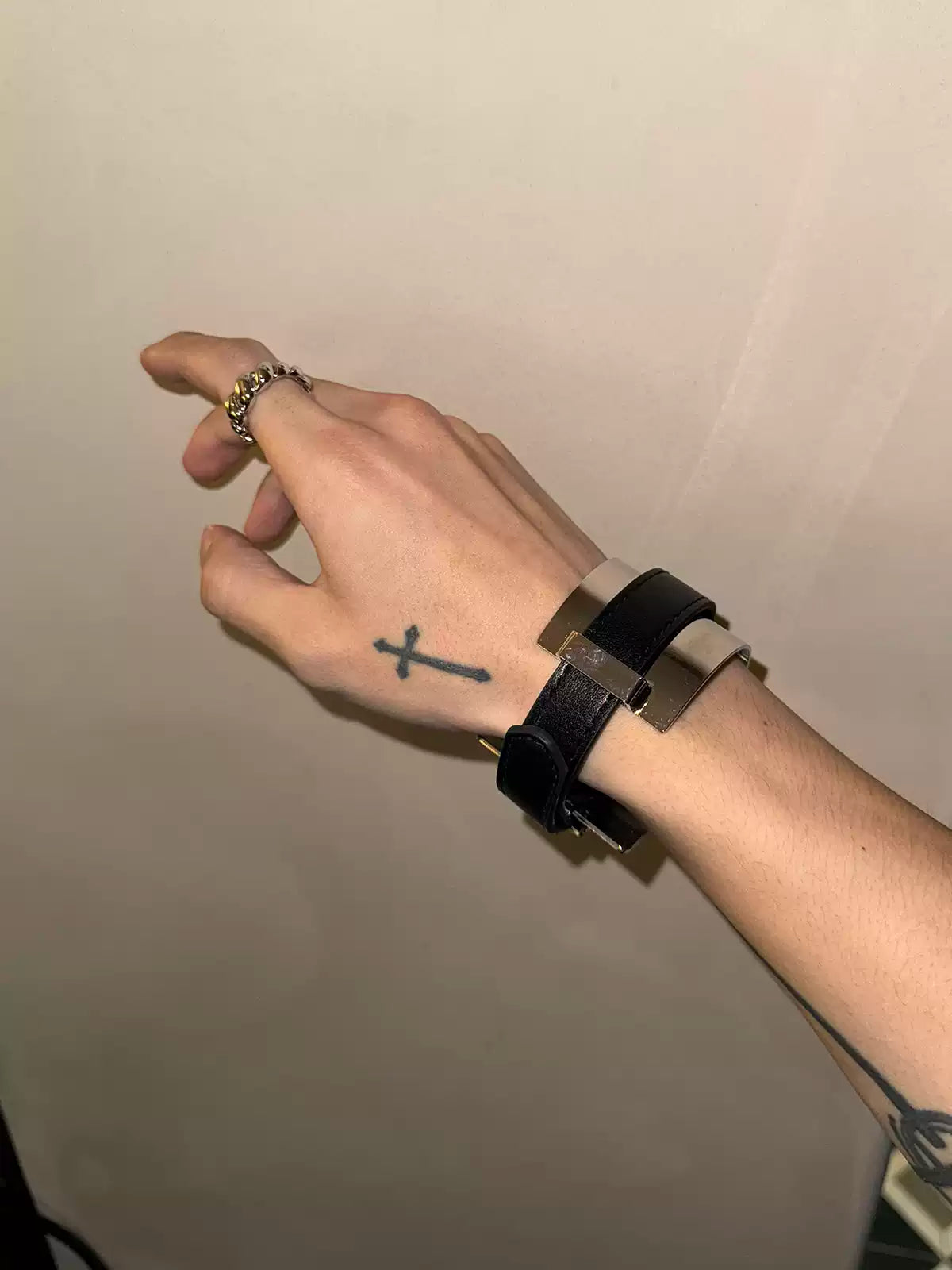 メタルレザーブレスレット B102