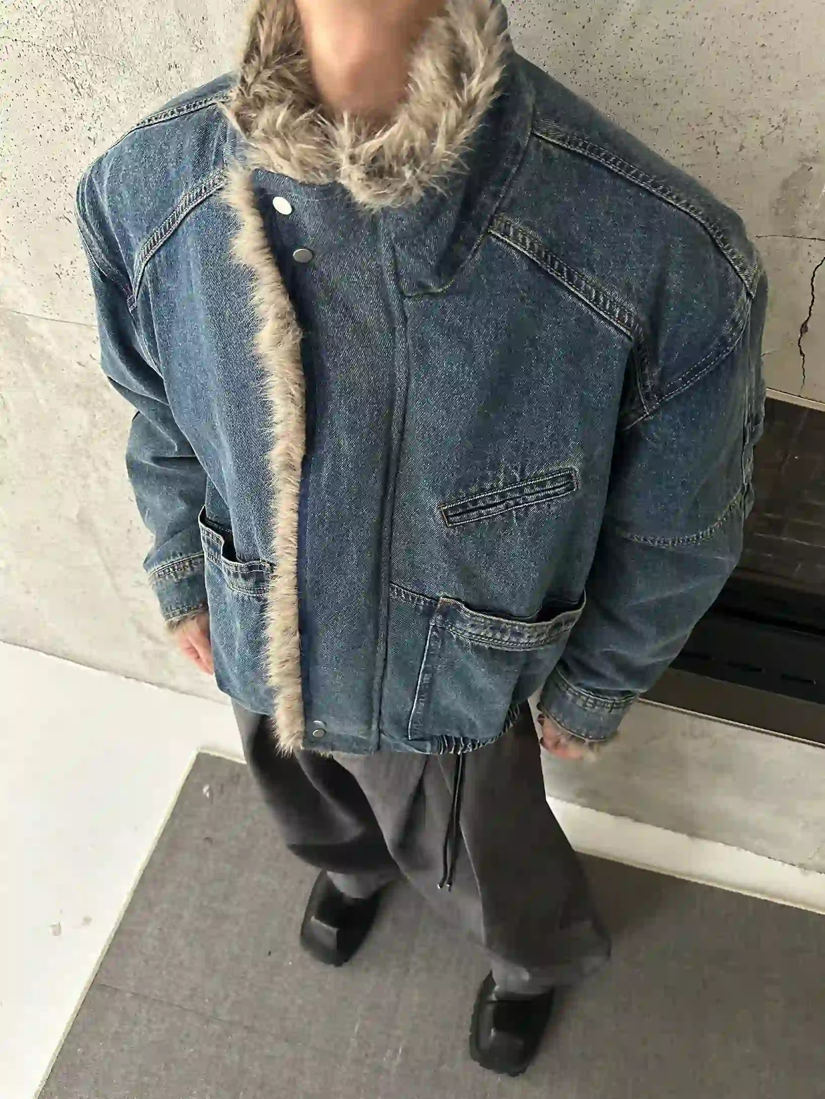 ファーカラーデニムジャケット JC2002