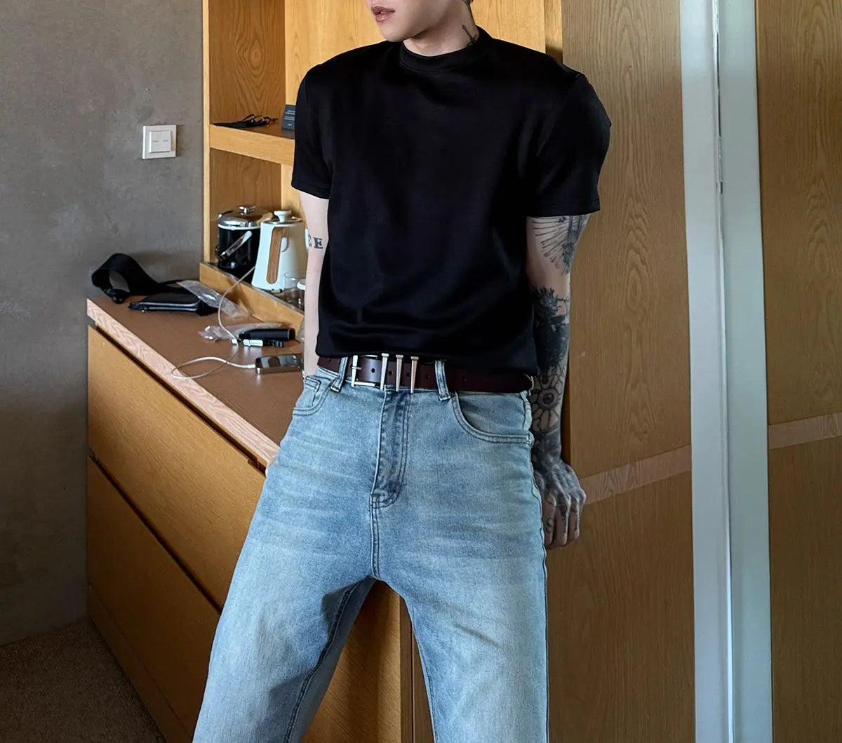 モックネックTシャツ S205