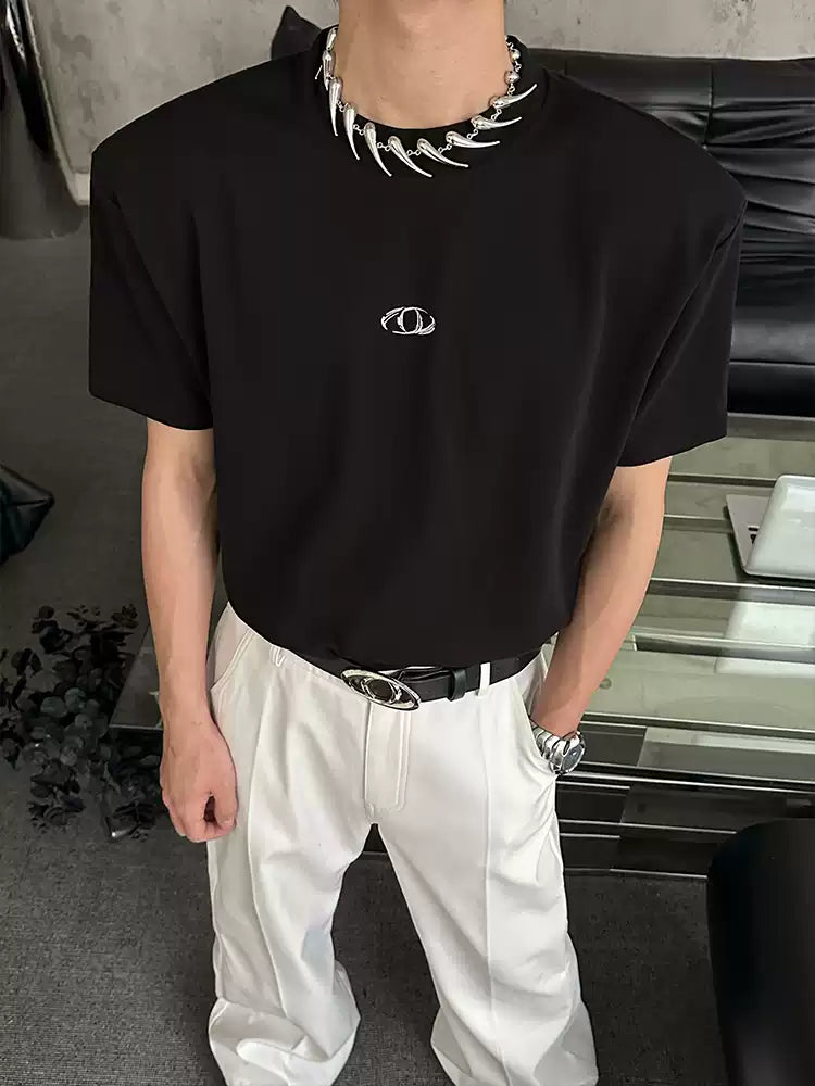 ロゴショルダーパッドTシャツ S109