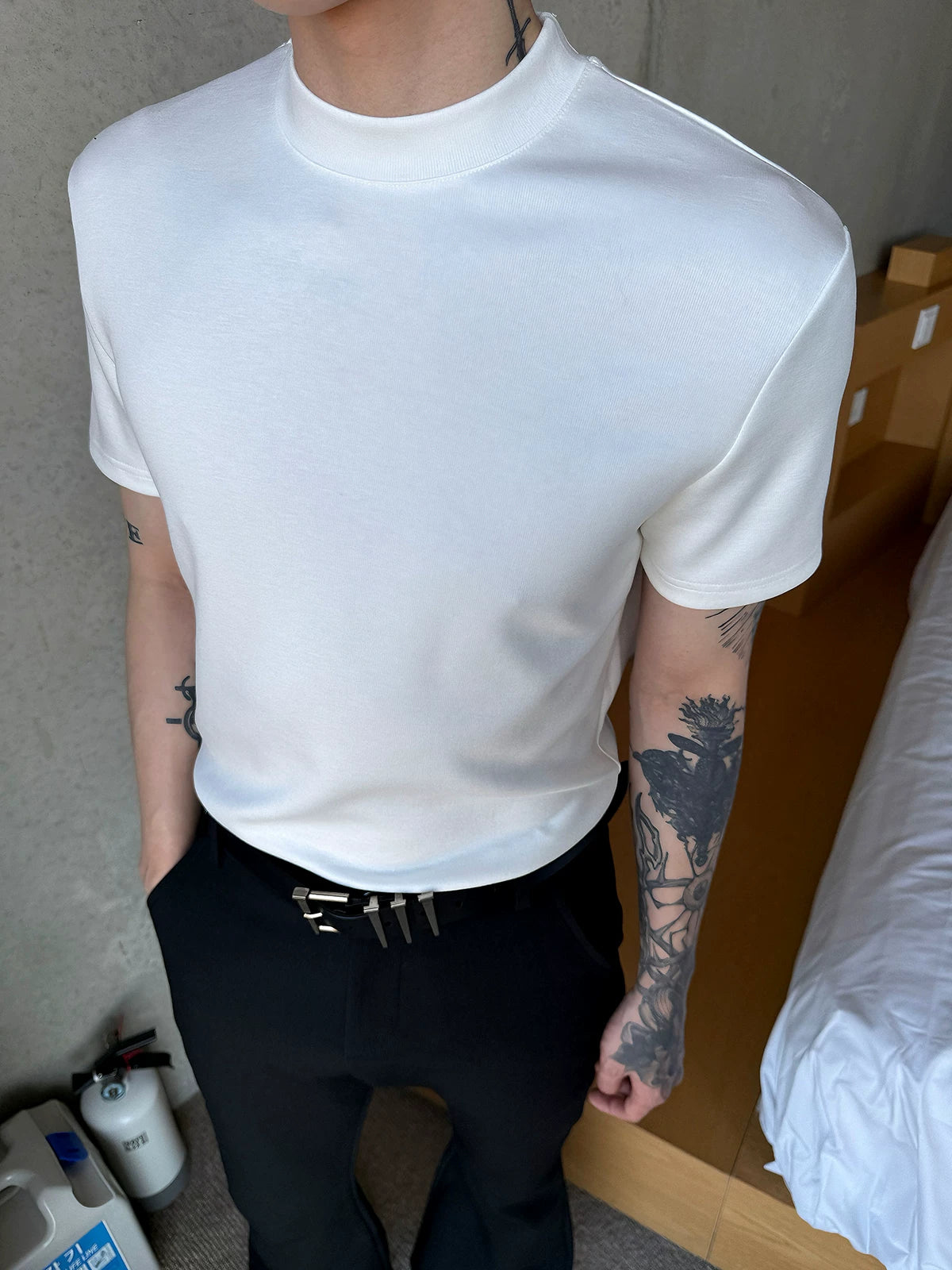 モックネックTシャツ S205