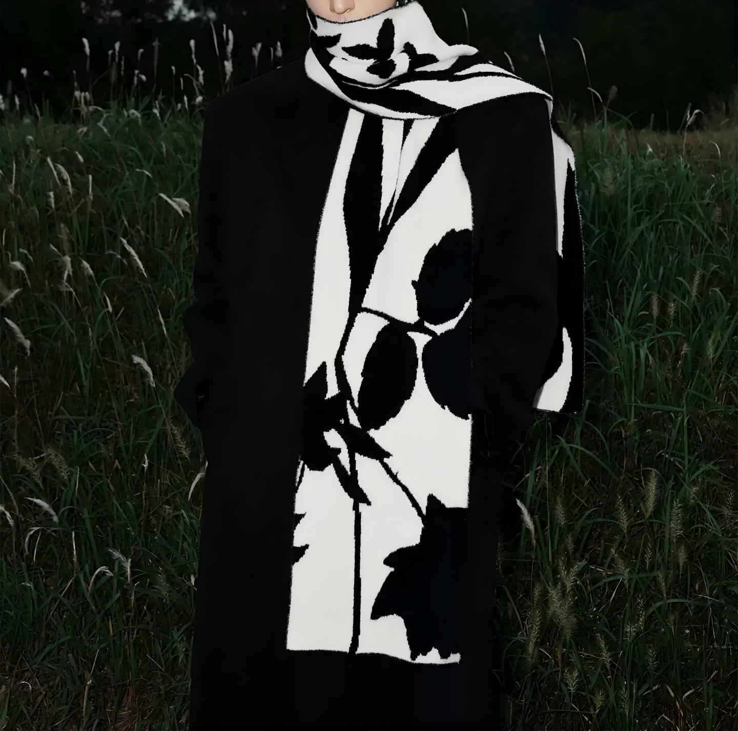 モノクロムフラワーストール SC101