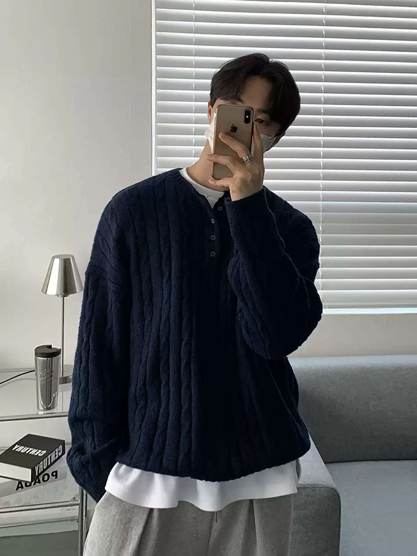 ヘンリーネックケーブルニット SW603