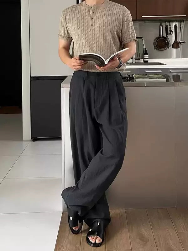 レトロコットンリネンワイドパンツ P201